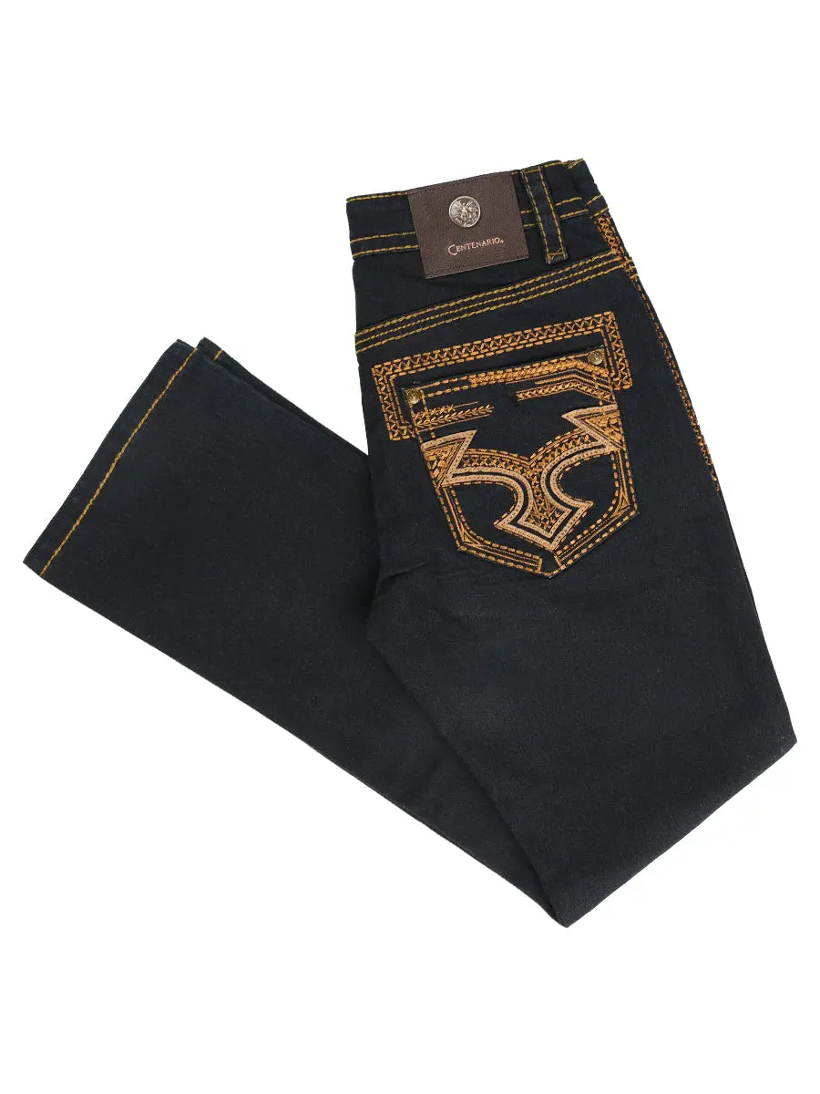 Centenario x El General Men's Blue Rinse Denim with Gold Embroidered Details 45313
