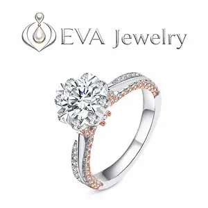 [EVA Jewelry]925 Sterling Silver Synthetic Moissanite Ring Engagement Rings Exquisite Trendy Ring