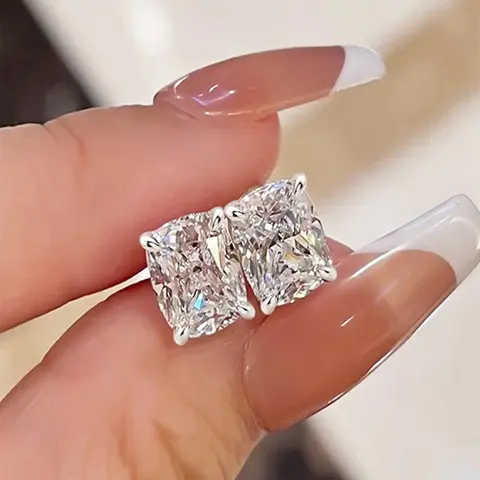 Rhinestone Decorated Stud Earrings, Hypoallergenic CZ Earrings, Copper Jewelry for Party, Daily Clothing Decor, Trendy All-match & Exquisite Hypoallergenic Cubic Zirconia Jewelry for Birthday Gift, Rhinestone Decorated Bling, Fashionable Earrings