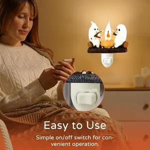 Phantom flame halloween fire lamp! 3D ghost floating in flickering light, spooky porch