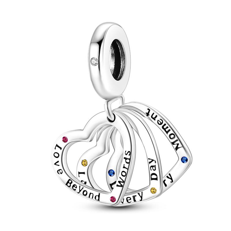 MULA Infinite Love Series Charms and Beads - 925 Silver and Zirconia Inlaid Heart Design, Suitable for Pandora Bracelet, Perfect Women's Gift, Showing Eternal Love and Romance