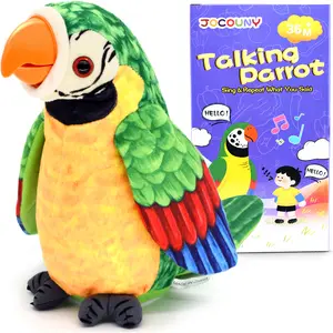 HWD Toddler Toys, [ Volume Adjustable ] Talking Parrot Repeats What You Said, Mimicking Singing Interactive Toy Electronic Stuffed Animals Plush Pet Doll for Babies Kids Boys Girls Party Birthday Gifts