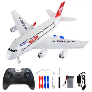 Remote Control Airbus A380 Metal Frame Airplane with Plastic Parts, 3-Channel Control, Durable RC Airplane Trainer, LED Night Light - Gift for Kids Over 3 Years Old