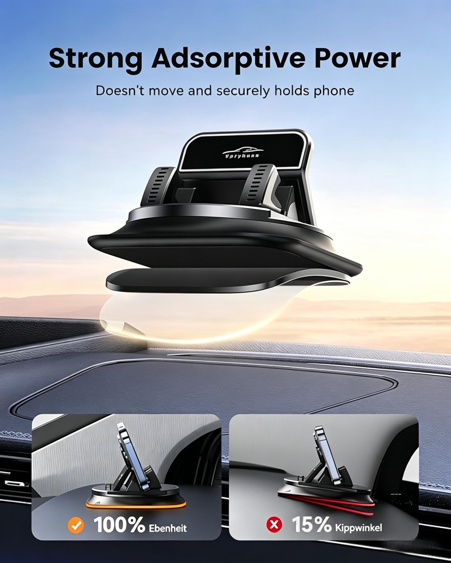 Universal 360° Rotation Car Phone Mount - Dashboard Phone Holder for All Smartphones