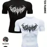 Men's 2-Pack Gothic Graphic-Print T-Shirts, Fitted Design Activewear, Stretch Polyester-Blend Fitness Tops in Black and White, Ideal for Gym Workouts, Strength Training and Casual Wear #GLOBAL PICKS