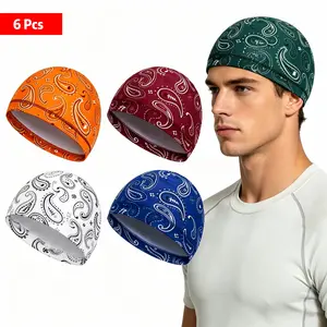 6 Pcs Skull Cap, Helmet Liner Sweat Wicking Beanie for Motorcycle, Bicycle, Running & Outdoor Sports