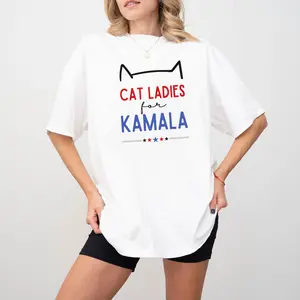 Cat Ladies For Kamala Shirt, Kamala Harris 2024 President Shirt, Childless Cat Ladies Kamala Shirt, Cat Mom Shirt, Kamala Rally T Shirt