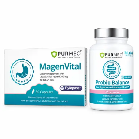 Purmeo Targeted Balance Probiotic Bundle – 5-in-1 Probiotics + Patented Lab4 Probiotics, Targeted Balance IBS & H.Pylori, 20 Billion, Daily Gut Health, Stomach Lining, Gut Issues ,Diarrhea Relief, Relieve Constipation,Vegan Safe, Gluten Free, GMO-Free