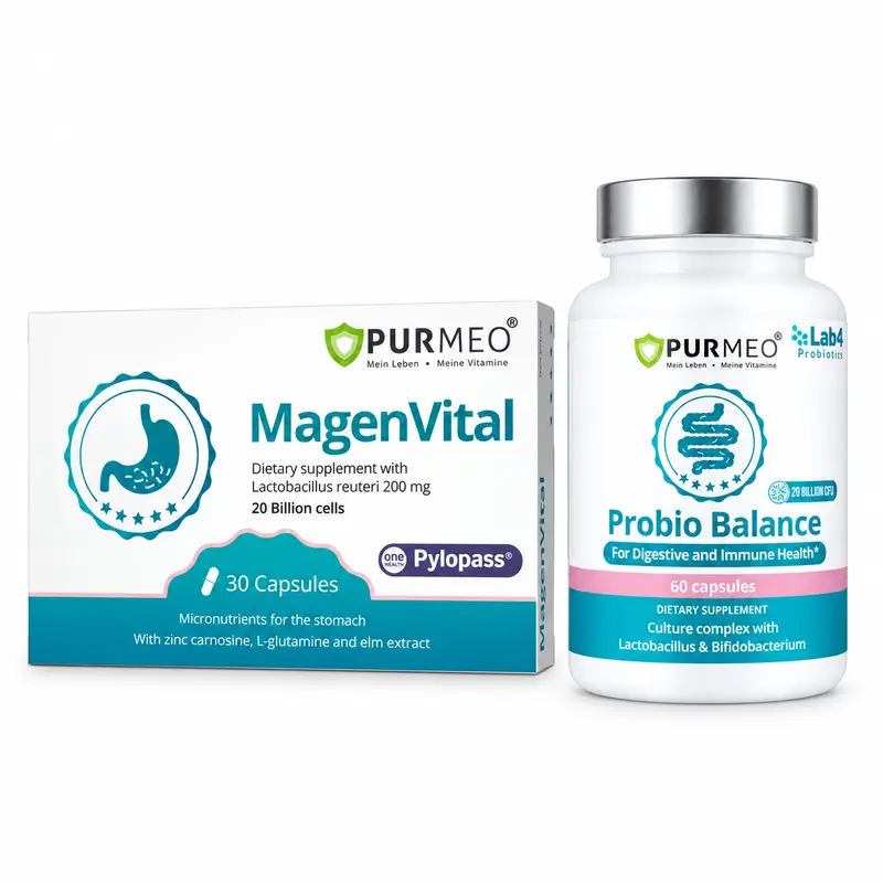 Purmeo Targeted Balance Probiotic Bundle – 5-in-1 Probiotics + Patented Lab4 Probiotics, Targeted Balance IBS & H.Pylori, 20 Billion, Daily Gut Health, Stomach Lining, Gut Issues ,Diarrhea Relief, Relieve Constipation,Vegan Safe, Gluten Free, GMO-Free