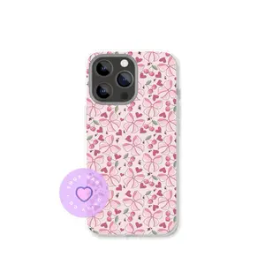 Cherry Bows Design Clear Phone Case Insert for iPhone Models - Premium Photo Paper Material, Case Insert Only
