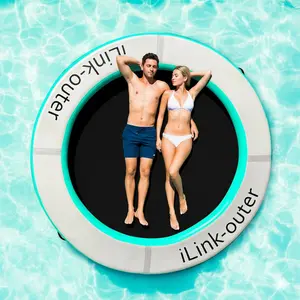 Durable Round Floating Ring Inflatable Water Hammock. Heavy-Duty River/Lake Raft, Adult Pool Lounger, Tanning Float for Party