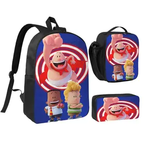 Super Hero Captain Underpants1 Three piece backpack set young backpack combination backpack lunch bag pencil case