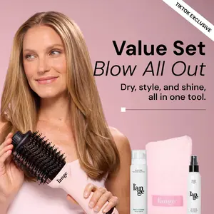 L'ANGE HAIR - Blow All Out Value Set - Le Volume 2-in-1 Titanium Brush Dryer, Hair Wrap Towel Gentle Microfiber, Glass Hair Thermal Blowout Primer, Réplenish Conditioning Spray