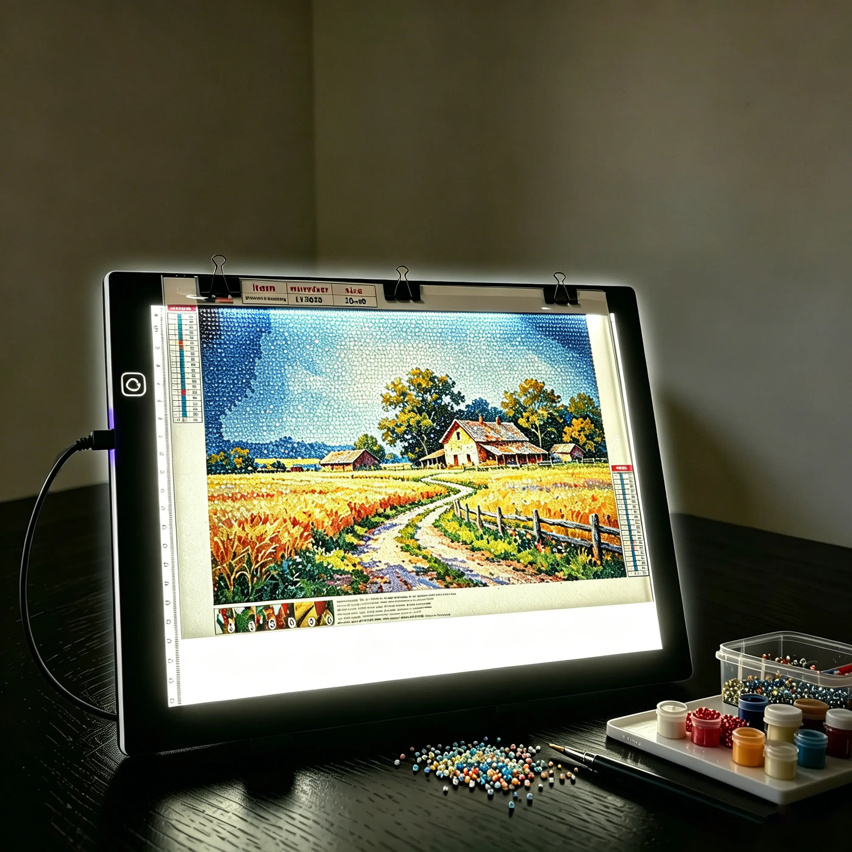 A4 (35x25.5cm)  LED Drawing Board With Stand For Diamond Painting,  USB-Powered  Light Pad 3-Brightness , Light Board for Art Drafting & Calligraphy Copy Board, Diamond Painting Light Board. creative coloring