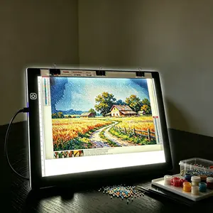 A4(35x25.5cm) LED Drawing Board with Stand for Diamond Painting,Light Pad Three-Brightness USB-Powered, Light Board for Art Drafting & Calligraphy Copy Board, Diamond Painting Light Board. creative coloring