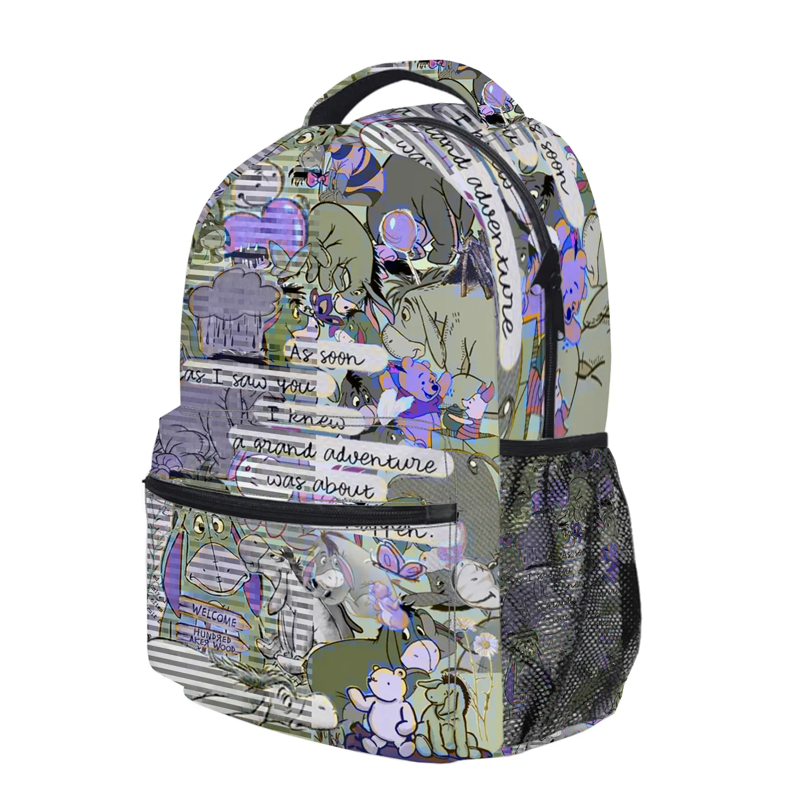 Eeyore  Backpack, Cute Y2K Fashion School Bag for Girls and Teens, Durable Cartoon Printed Bookbag with Mesh Side Pockets, Lightweight Travel Daypack for Back to School c-38