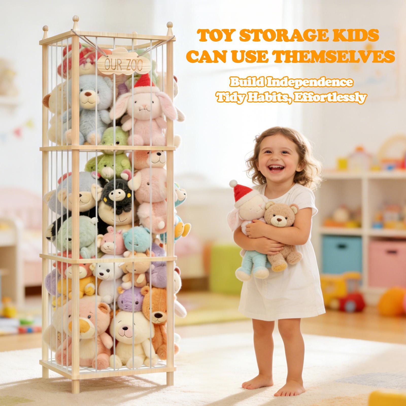COZPAW Kids Bookshelf and Toy Storage, 4 Tier Toddler Bookshelf with Movable Drawer 5 Sling Pockets, Montessori Book Shelf for Kids Room, Playroom, Nursery (Oak)