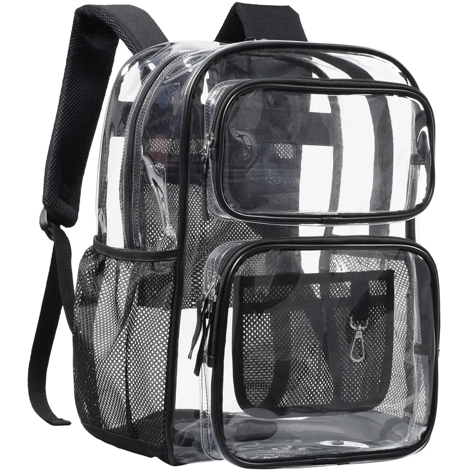 17" Clear Backpack for School - Heavy Duty Transparent Bookbag with Front Pockets | School Approved, Fits 16" Laptop