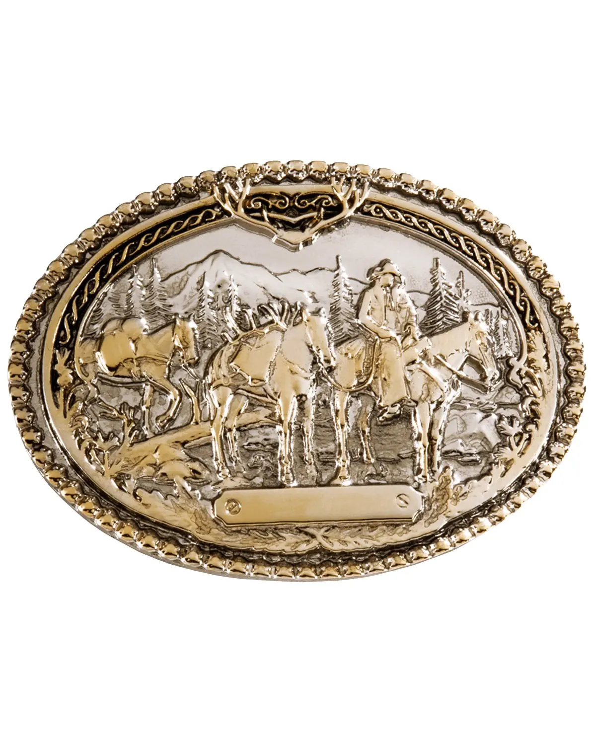 Montana Silversmiths Unisex Horse Pack And Rider Belt Buckle - 61333P