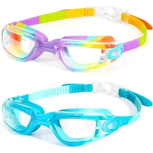 Kids Swim Goggles, 2 Packs Swimming Goggles for Kids 3-14, Boys Girls Swim Goggles Anti Fog UV Protection No Leaking