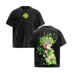 Yuno T-Shirt – Black Clover Vintage Washed Oversized Anime Graphic Tee, Stylish Anime Streetwear Casual Fit, Heavy Cotton Unisex Crewneck, Manga-Inspired Shirt, Perfect Gift for Black Clover Fans