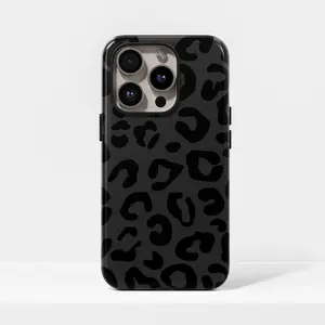 Black leopard print cheetah pattern case cover with iPhone 17, 16, 15, 14, 13, 12, 11, Pro Max,  Galaxy S23, S22, S21, S20 Ultra