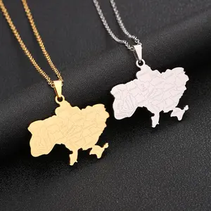 stainless steel Ukraine map and city pendant necklace couple style ethnic style popular personality accessories