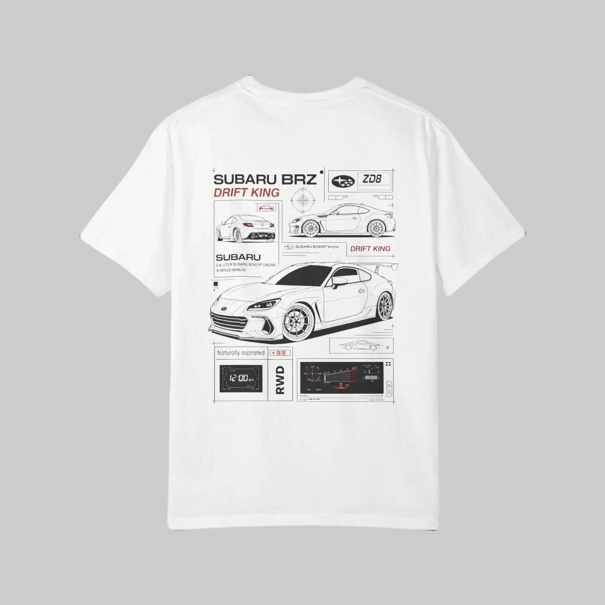 Subaru BRZ - Drift King Graphic Tee Gift for Car Lovers JDM Car Enthusiast T-Shirt Hoodie Sweatshirt 2 Sided