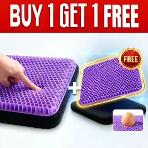 BOGO FREE! Double Thick Gel Seat Cushion  Cooling Honeycomb Chair Pad for Back Pain Relief, Ergonomic Breathable Office Mat, Non-slip Pressure Relief Pad for Car & Gaming