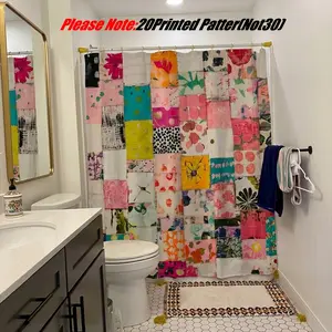 Retro collage fancy printed shower curtain, waterproof, wear-resistant, easy to clean, machine washable, multiple sizes to choose from, perfect for bathroom decoration, partitions, beautification space, shower curtain hooks