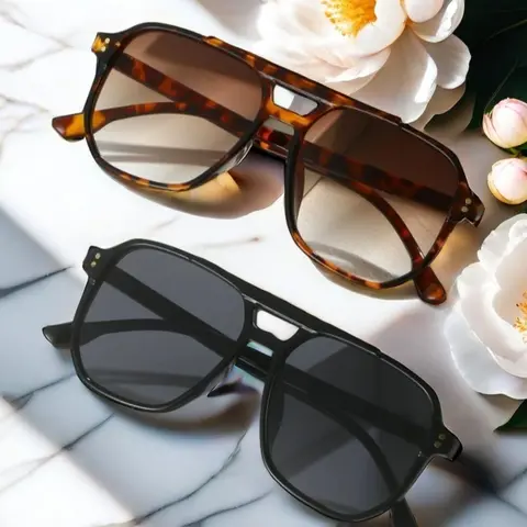 Unisex Vintage Square Frame Sunglasses Set, Trendy Casual Sunglasses for Everyday Use, Fashion Accessories for Outdoor Activities, Trendy Beach Eyewear, Casual Shades, Square Framed Sunglasses
