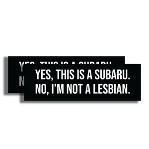 Yes This Is A Subaru, No I'm Not A Lesbian Sticker- 2 Pack Bumper Stickers - 10 Inch Funny Car Truck Decal - Trendy Humor Meme Joke Gift - EPLS0116