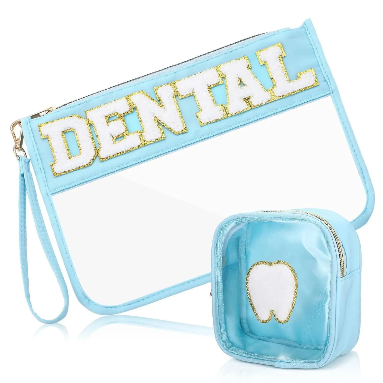 2 Pcs Dental Assistant Gifts Valentine Day Teeth Dentist Makeup Bags Dental Hygienist Gifts for Women Tooth Portable Toiletry Cosmetic Bags PVC Clear Pouch Thank You Graduation Purse