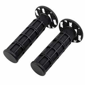 Motorcycle Anti-Slip Diamond Pattern Rubber Handlebar Grips - Tool-Free Install, Vibration Damping Throttle Grip Covers for Off-Road Dirt Bike, ATV Universal Fit Parts
