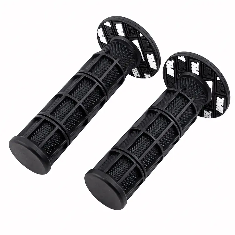 Motorcycle Anti-Slip Diamond Pattern Rubber Handlebar Grips - Tool-Free Install, Vibration Damping Throttle Grip Covers for Off-Road Dirt Bike, ATV Universal Fit Parts