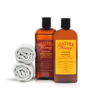 Leather Care Kit - Honey Conditioner, Leather Cleaner & Towel Set, Includes Wool Towel, Suitable for Various Leather Materials