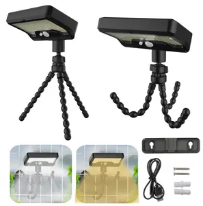 Outdoor Solar Motion Sensor Light Strip 360° Flexible Tripod USB and Solar Powered 92 LED Ultra Bright 600LM IP6terproof for Fence Patio Yard Garden RV Camping