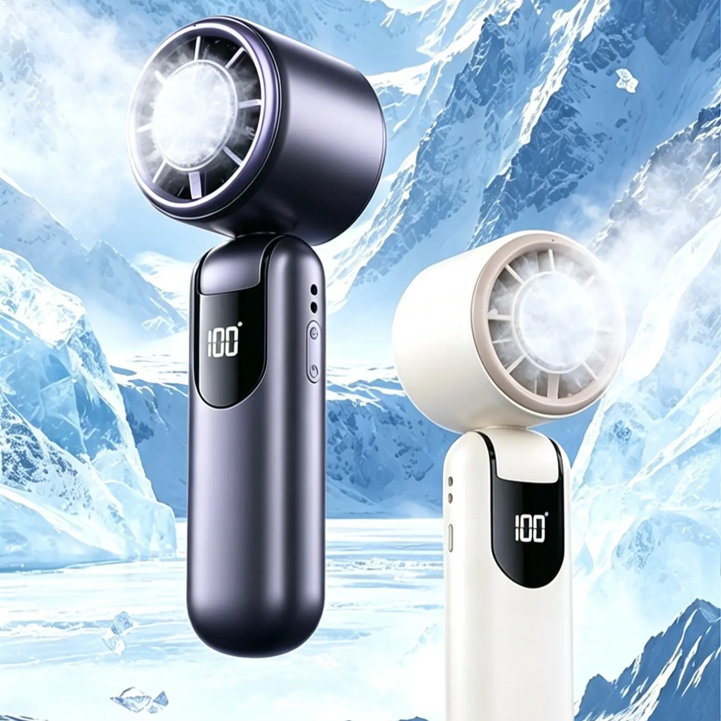 4-in-1 Portable Handheld Turbo Fan, 21,000 RPM Powerful Airflow, 12H Runtime, Digital Display, 120° Foldable Personal Mini Desk Fan for Travel, Home, and Office summerwins