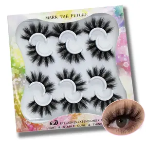Fluffy False Eyelashes (6 Pairs), Cosmetic False Lashes, Natural Curling Eye Makeup Strip Lashes, Full Volume Eyelash for Lashes Extensions, Volumized False Eyelashes for Women and Girls Eye Makeup Enhancement
