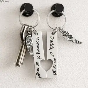 【Summervibes】Angel Wings Memorial Keychain Set, Mommy of an Angel & Daddy of an Angel Matching Keychains, Sentimental Remembrance Keepsake, Thoughtful Sympathy Bereavement Gift for Grieving Parents, Memorial Tribute & Emotional Keepsake Present