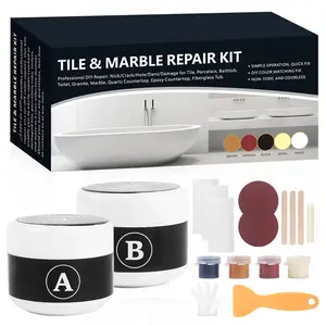 Tile, Granite and Marble Repair Kit(Color Match), 3.7 OZ Tub and Fiberglass Shower Repair Kit with  Adhesion, Porcelain Stone Repair Kit for Cracks, Holes, Chips, ,