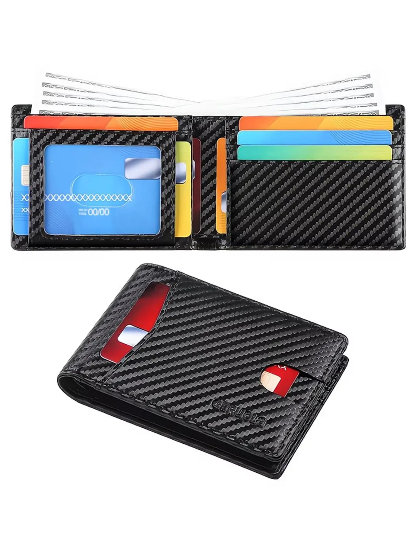 Geruola Men's Ultra-Thin Anti-Theft Folding Wallet, Business Wallet, Business Minimalist Wallet, Slim Front Card Slot, Large Capacity, 9 Card Slots, Multi Card Wallet, Perfect Gift for Couples