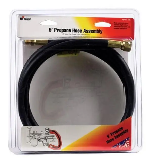 Mr. Heater F273707-108 9 ft. Propane Hose Assembly with 1/4 in, 3/8 in MPT Connections, Flexible Tubing for Tools & Hardware, Pumps & Plumbing, Pipes & Fittings