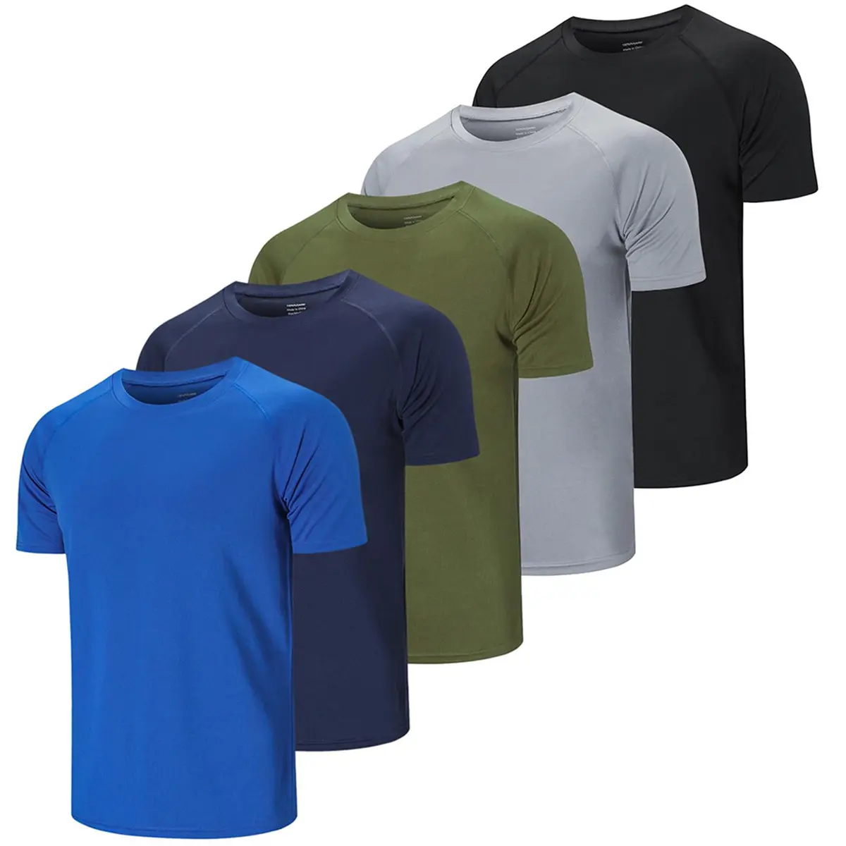 5 Pack Running Top Men Casual Shirts Workout Plain Gym Moisture Wicking Active Athletic Short Sleeve T-Shirts