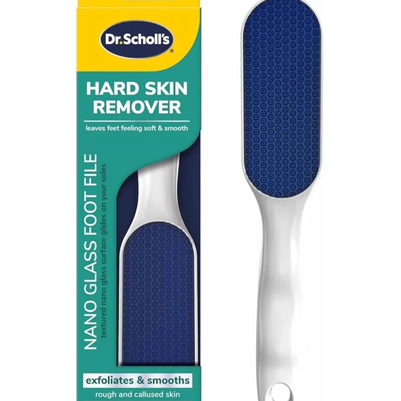 Dr. Scholl's Hard Skin Remover Nano Glass Foot File - Durable Foot Scrubber for Soft Smooth Feet
