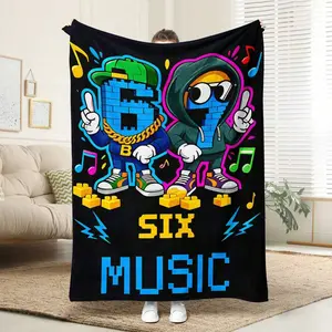 1pc Custom Graphic Hip-Hop Flannel Blanket - Premium Soft, Hypoallergenic Digital Printing, Durable, Colored Synthetic, Suitable For Bed & Sofa, Customized Gifts, Custom Photo, Alphabet Letters, Cartoon Face Blankets, Ideal Birthday Gift For All Seasons