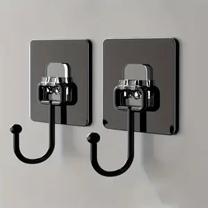 2 sets of large, heavy-duty self-adhesive wall hooks, Storage Hooks, multi-functional hangers, suitable for coats, towels, keys, miscellaneous items. Waterproof design. Practical bathroom and kitchen accessories.