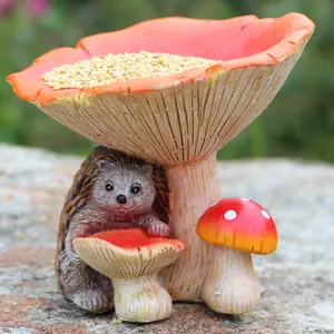 Resin Animal Feeder Sculpture Birdhouse, Unique Structure Water Bowl for Garden Birds & Wildlife, Outdoor Decorative Fairy Tale Ornament