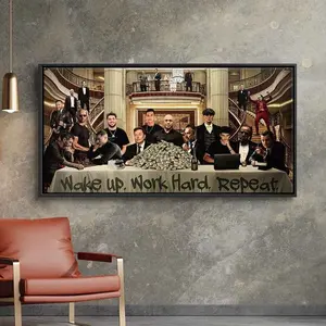 Wake Up Work Hard Repeat Poster Hustle Culture Wall Art Sigma Male Print Entrepreneur Office Decor Man Cave Boss Aesthetic Wealth Mindset