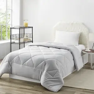 Solid Glacier Gray Reversible Twin XL Comforter